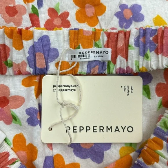PEPPERMAYO Floral Line Crop Top & Floral Linen Mini Skirt Set Size 2 NWT - Picture 10 of 10